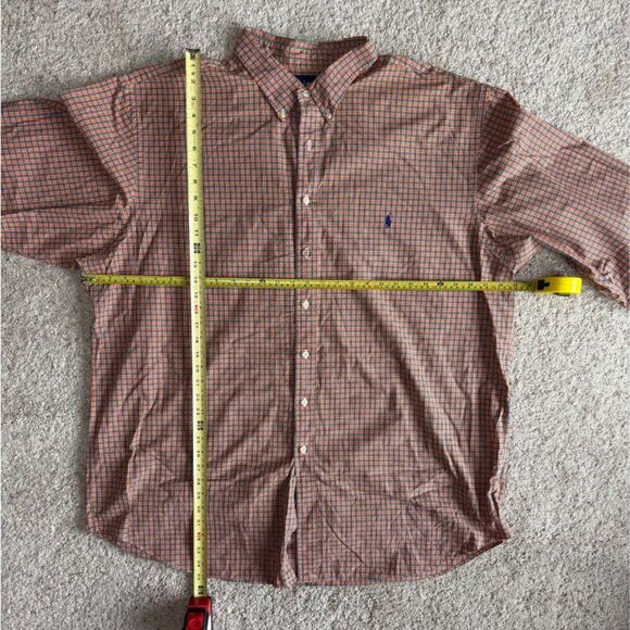 RALPH LAUREN 3XLT Classic Fit Plaid Button Down Shirt Orange Navy Big Tall Prep - Picture 3 of 5